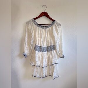 Blue and White Mini Crepe Dress